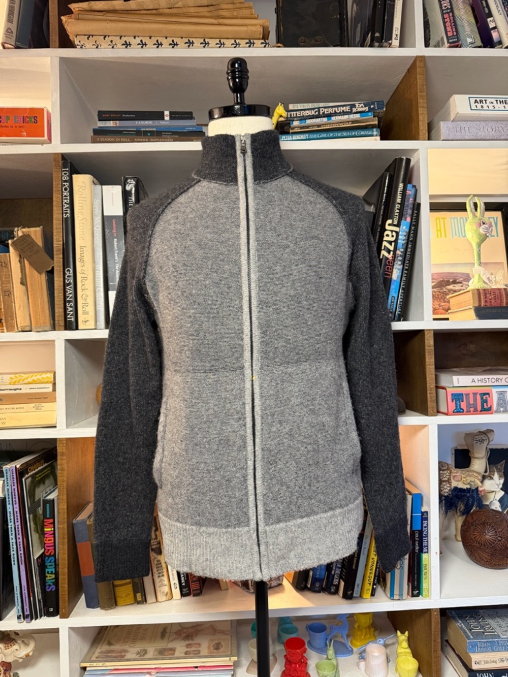 James Perse Two-Tone Gray Full-Zip Sweater Jacket - Picture 6 of 6